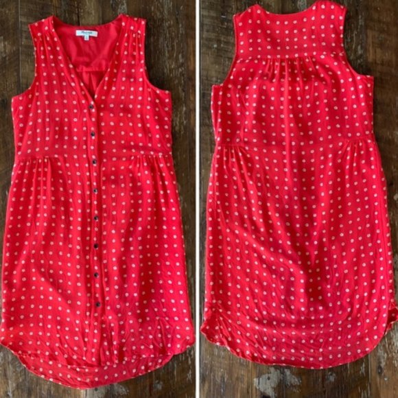 Madewell Red Floral Button Up Silk Dress sz small - Picture 1 of 6